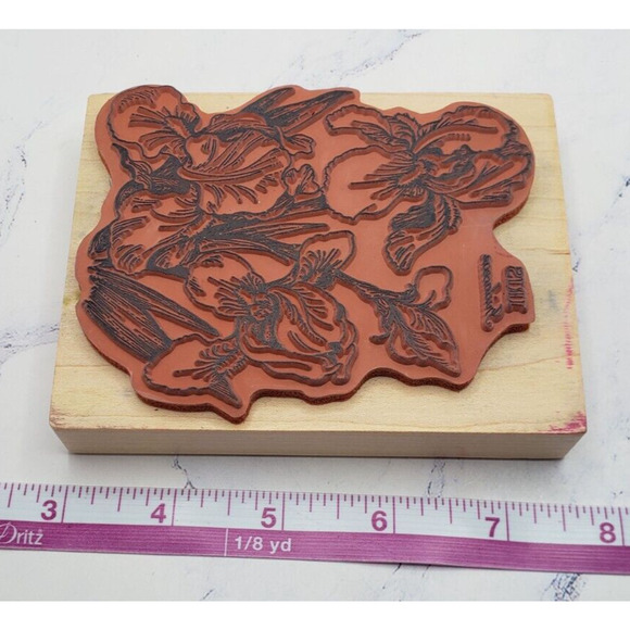 PSX Large Iris Flowers K040 Wood Mounted Rubber Stamp - Picture 7 of 7